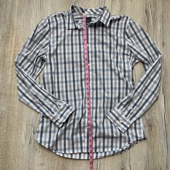 Gap Non Iron Slim Fit Button Down Shirt Grey Sz L - Picture 9 of 10